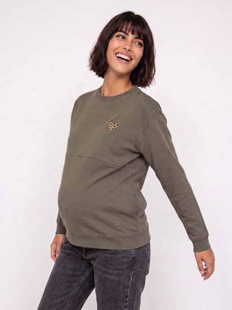 Maternity and nursing sweatshirt khaki 