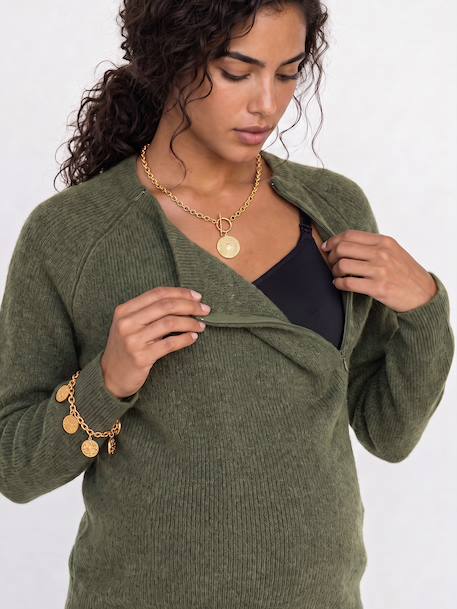 Maternity and nursing jumper bordeaux red+khaki 