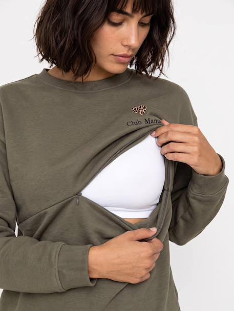Maternity and nursing sweatshirt khaki 