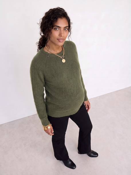 Maternity and nursing jumper bordeaux red+khaki 