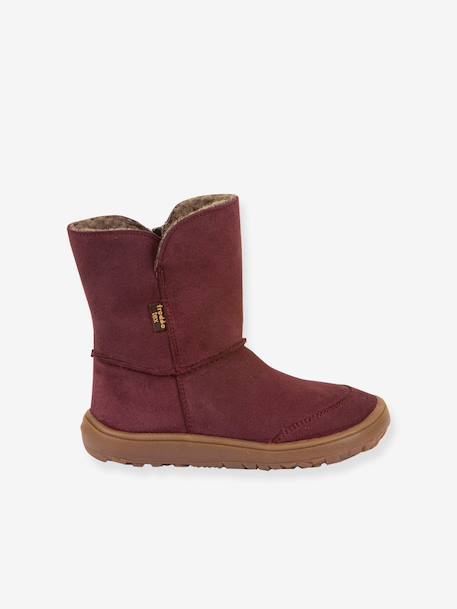 Barefoot TEX SUEDE FRODDO children's boots black+bordeaux red+gold+grey 