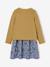 Dress & Jacket Outfit with Floral Print for Girls camel+grey green+navy blue+pale yellow 