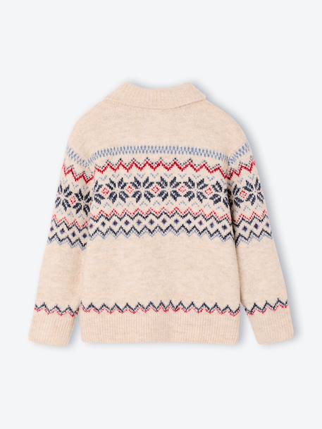 Shawl collar cardigan for boys mottled ecru 