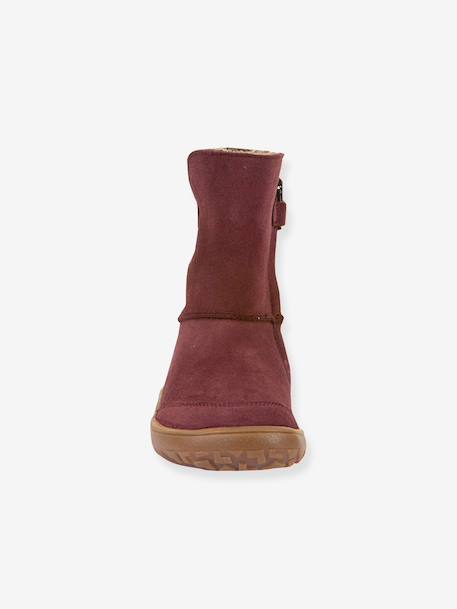 Barefoot TEX SUEDE FRODDO children's boots black+bordeaux red+gold+grey 