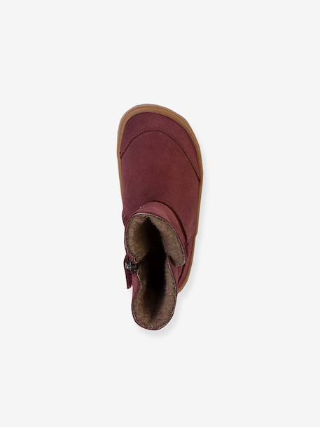 Barefoot TEX SUEDE FRODDO children's boots black+bordeaux red+gold+grey 