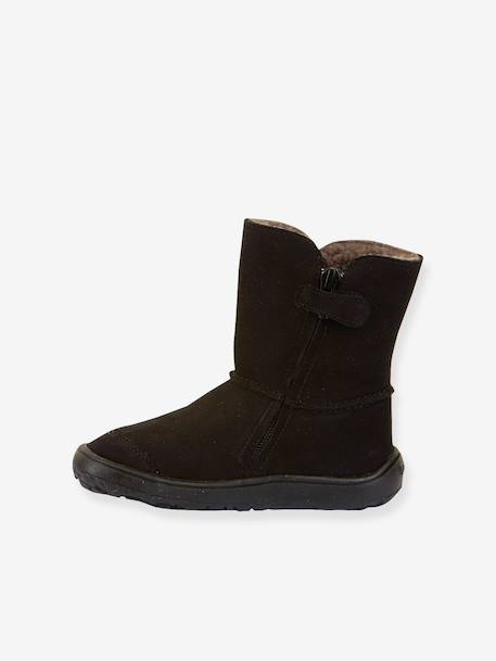 Barefoot TEX SUEDE FRODDO children's boots black+bordeaux red+gold+grey 