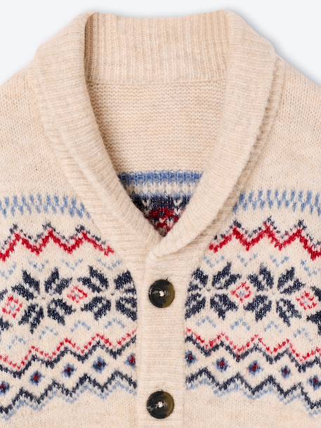 Shawl collar cardigan for boys mottled ecru 