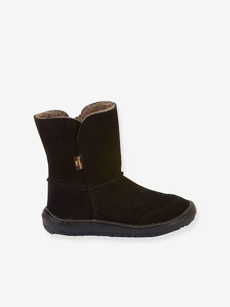 Barefoot TEX SUEDE FRODDO children's boots black+bordeaux red+gold+grey 