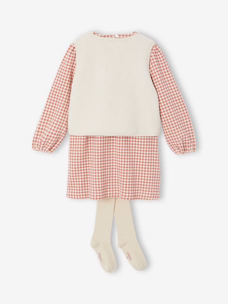 3-piece dress set for girls ecru+mauve 