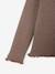 Knitted roll-neck top for girls plum+taupe 