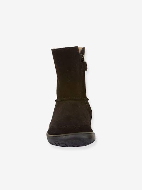 Barefoot TEX SUEDE FRODDO children's boots black+bordeaux red+gold+grey 
