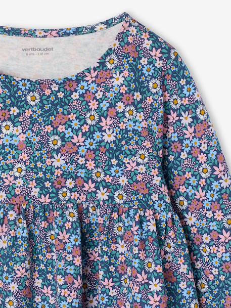 Dress & Jacket Outfit with Floral Print for Girls camel+grey green+navy blue+pale yellow 