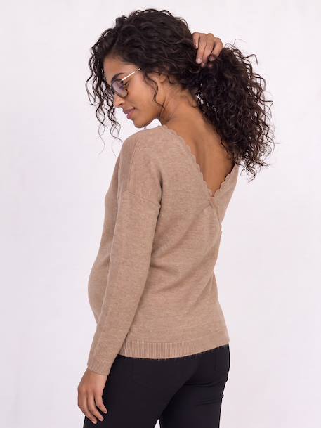 Front/Back Jumper, Maternity & Nursing beige+White 