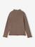 Knitted roll-neck top for girls plum+taupe 