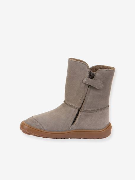 Barefoot TEX SUEDE FRODDO children's boots black+bordeaux red+gold+grey 