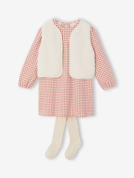 3-piece dress set for girls ecru+mauve 