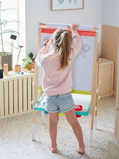 3-in-1 Foldable Board, Adjustable Height  - Wood FSC®100% Certified PINK MEDIUM SOLID+white+Wood/Multi 