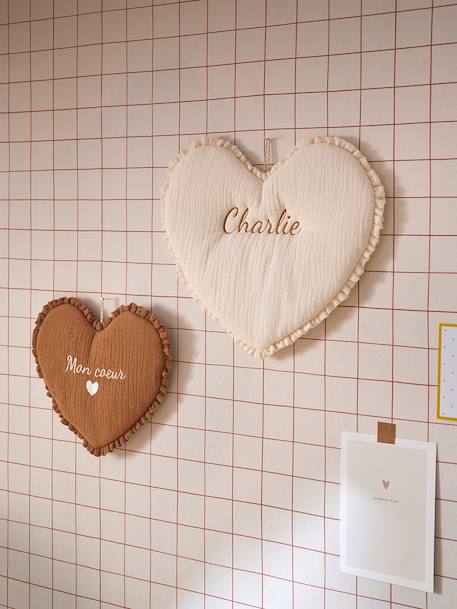 Pack of 2 heart wall decorations ecru 
