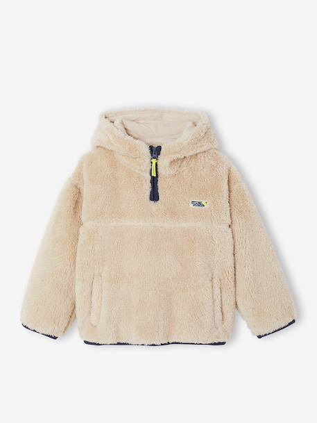 Hooded fleece sweatshirt for boys white 