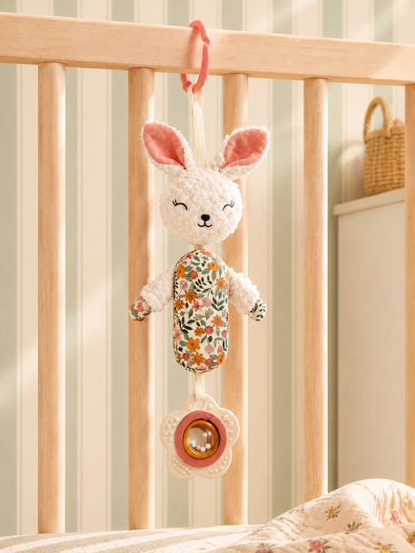 Hanging rabbit sensory rattle rose 