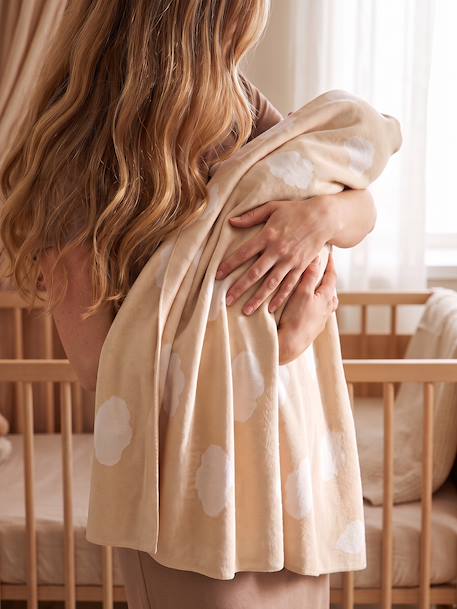 Jacquard cotton baby blanket beige 