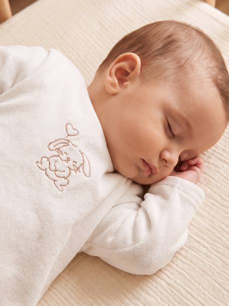 Velour maternity baby sleep bag ecru 