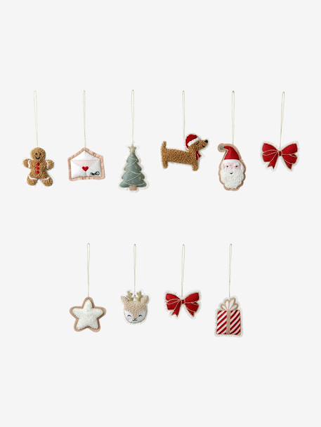 Pack of 10 felt tree decorations red 