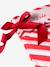 Striped Christmas stocking with scalloped trim red 