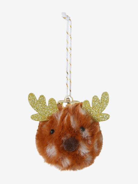 Pack of 10 faux fur baubles beige 