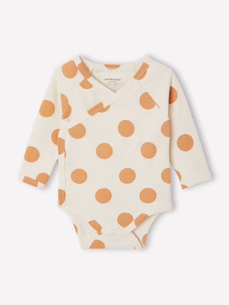 Pack of 5 long-sleeved bodysuits for newborns beige 