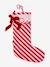 Striped Christmas stocking with scalloped trim red 