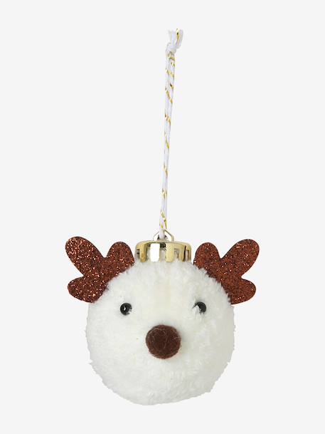 Pack of 10 faux fur baubles beige 
