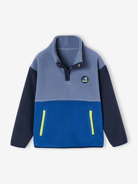 Long-Sleeved Fleece Sweatshirt for Boys blue+green 
