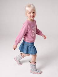 -Frilled denim skirt for girls