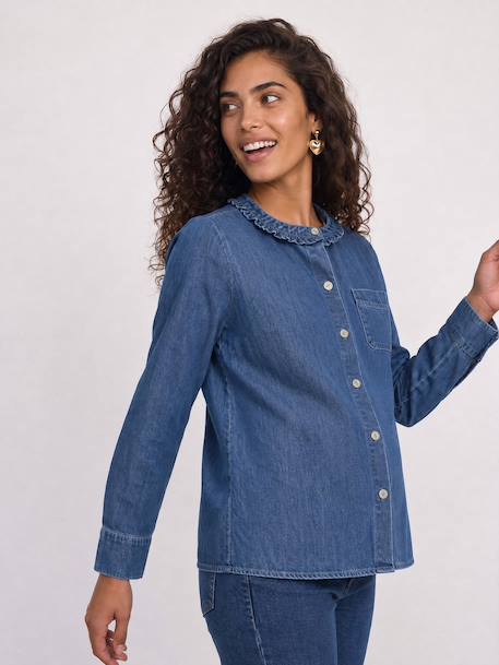 Maternity and nursing shirt medium blue 