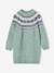 Jacquard knit dress with long sleeves for girls camel+rosy+sage green 