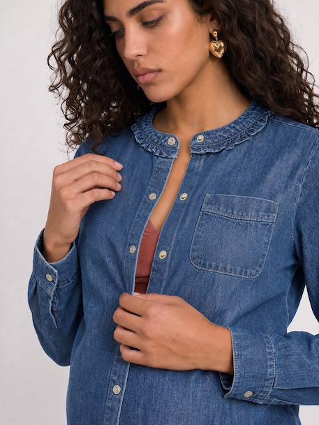 Maternity and nursing shirt medium blue 