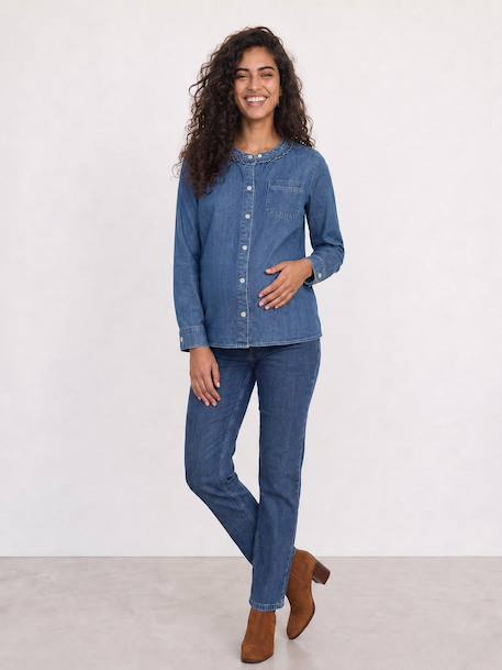 Maternity and nursing shirt medium blue 