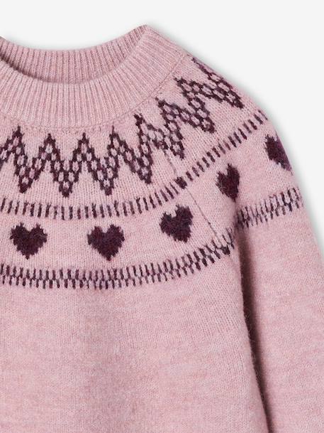 Knitted jumper Jacquard with long sleeves for girls pale pink+sage green 