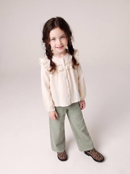 Long-sleeved shirt for girls rosy+slate blue+vanilla 