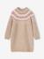 Jacquard knit dress with long sleeves for girls camel+rosy+sage green 