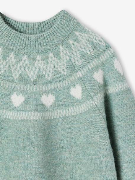 Knitted jumper Jacquard with long sleeves for girls pale pink+sage green 