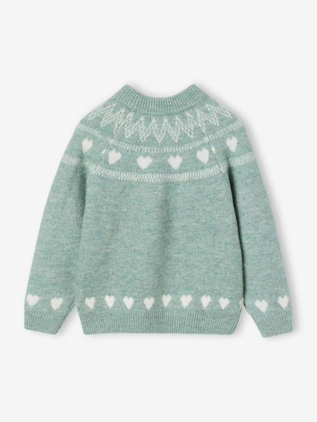 Knitted jumper Jacquard with long sleeves for girls pale pink+sage green 