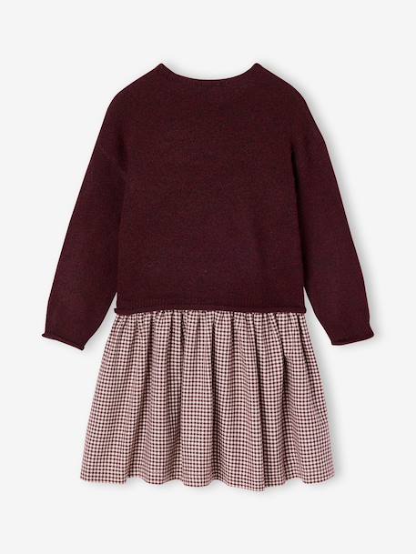 2-in-1 long-sleeved dress for girls plum+rosy 
