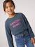 Long-sleeved T-shirt for girls green+ink blue+pale pink 