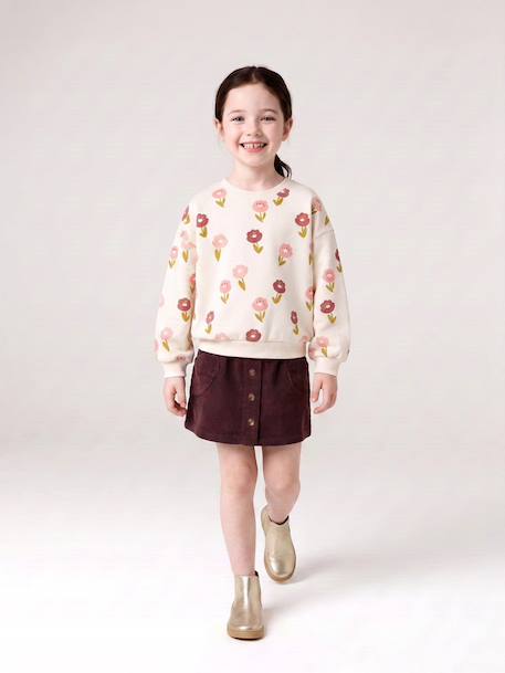 Corduroy Skirt with Heart Pockets for Girls anthracite+camel+mauve+peacock blue 