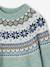 Jacquard knit dress with long sleeves for girls camel+rosy+sage green 