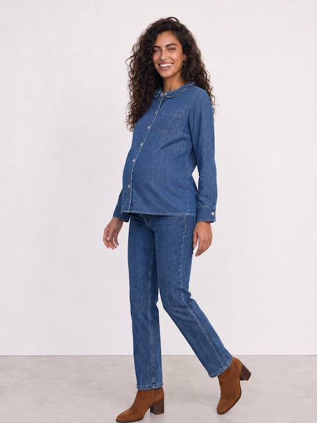 Maternity and nursing shirt medium blue 