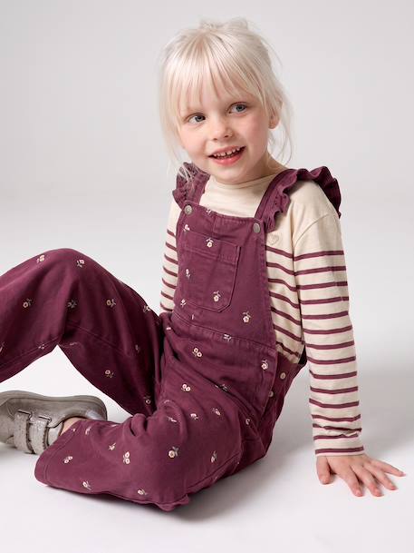 Long Sleeve Striped Top for Girls plum+sage green+striped blue 