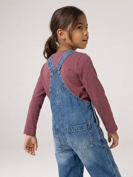 Wide-Leg Denim Dungarees for Girls black denim+denim grey+medium blue+stone 